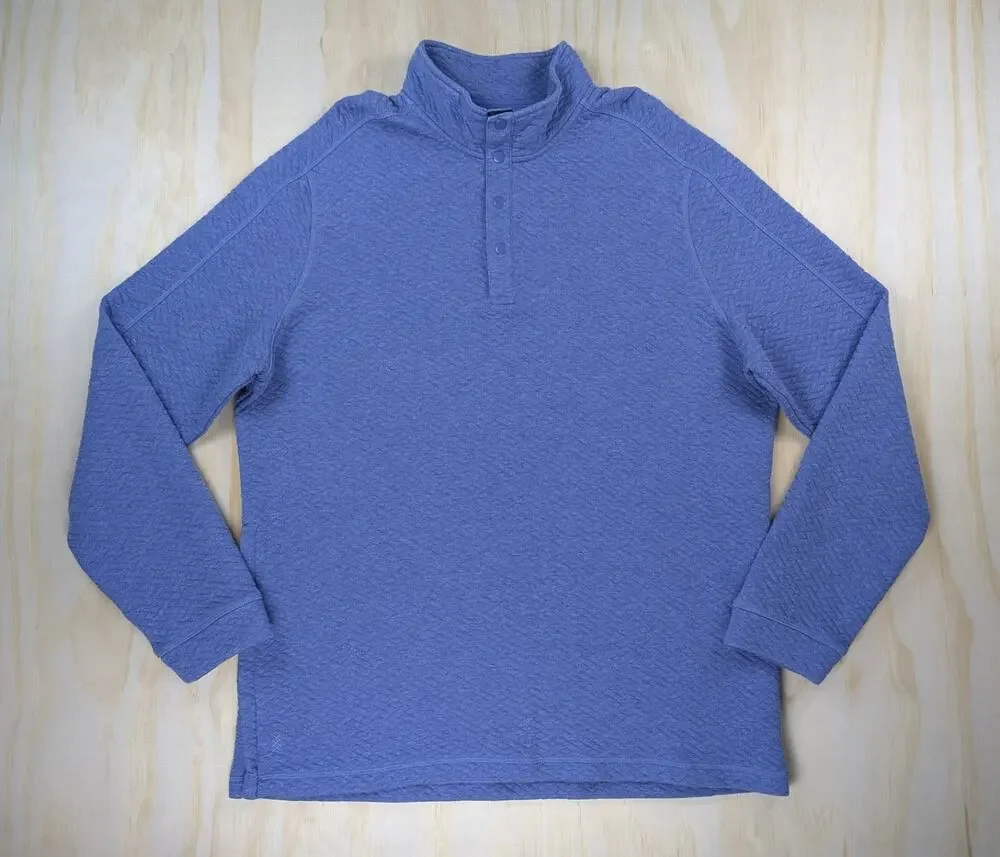 Rhone Men's XL Quilted Snap Pullover Blue Textured Side Zip